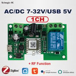 Commutateur de télécommande sans fil,WiFi,Zigbee 1CH,Tuya Smart 433,Smartlife Tech,AC DC 7-32V 220V,récepteur RF,citations 10A pour Alexa - Type AC DC 7-32V