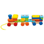 Mertens Train en bois pour enfants à partir de 1,5 ans (jouet en bois avec 2 wagons, 19 pièces, jouet de motricité coloré pour développer les compétences des enfants, jouet pour enfant), multicolore