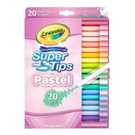 CRAYOLA Pastel SuperTips Washable Markers - Assorted Colours (Pack of 20) | Premium Felt Tip Pens That Can Easily Wash Off Skin and Clothing | For Ages 3+