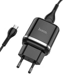 HOCO laddare USB-A 3A Snabbladdning micro-USB kabel 1m Svart