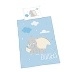 Herding Parure de Lit Dumbo de Disney, Taie d'Oreiller 40 x 60 cm avec motif réversible, Housse de Couette 100 x 135 cm, avec Fermeture éclair, 100% Coton