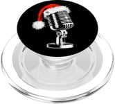 Bonnet de Père Noël avec microphone - Style vintage - Karaoké - Amoureux de Noël PopSockets PopGrip pour MagSafe