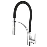 Robinet de Cuisine Mitigeur K2O Splash 25x8x43 cm Chrome avec Flexible, Bec 360° Amovible, 2 Fonctions Eau et Aérateur