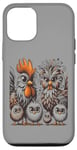 Coque pour iPhone 12/12 Pro Art de poulet amusant coloré d'Eagerlys, Crazy Chicken Family