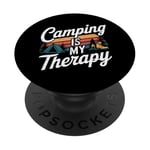 Pour les amateurs de camping, montagne, camp, le camping est ma thérapie PopSockets PopGrip Adhésif