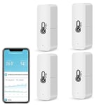 WiFi Thermomètre Hygromètre Intérieur, Mini Température et d'Humidité Intelligent pour Serre à Vin, Cave À Vin,Sous-sol,Surveillance Distance,Alerte Notification,Stockage Exportation des Données.4PCS