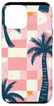 Coque pour iPhone 12 Pro Max Rose Art Déco Plage à Carreaux Coucher De Soleil Océan Whimsical Palm