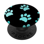 Black Paws Design Phone Pop Up Holder Teal Blue Paw Print PopSockets PopGrip: Swappable Grip for Phones & Tablets