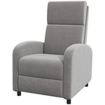 HOMCOM relaxstol, TV-stol med liggfunktion, stoppad TV-stol, liggstol med linnelook, fotstöd, lastkapacitet upp till 120 kg, för vardagsrum, grå