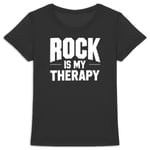 Tee Shirt "Rock Is My Therapy" - Pour Femme - Confectionné En France - Coton 100% Bio - Cadeau Rock Original Rigolo