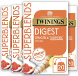 Twinings Superblends Digest Tea - Ginger and Turmeric Herbal Tea Infusion with