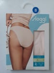 LOT DE 2 SLIPS SLOGGI GO H TAILLE S COTON BIO COULEUR BEIGE