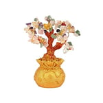 lachineuse - Arbre Feng Shui 5 Élements - Arbre de Fortune 17 cm - Décoration Asiatique Japonais - Arbre de Fortune avec Support Doré - Déco Asiatique Pierres Précieuses - Objet Japonais Zen