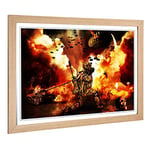 Big Box Art Framed Print of War Battle Scene Army (3) Design | Wall Art Picture | Home Decor for Kitchen, Living, Dining Room, Bedroom, Hallway, Office, Oak, A2 / 24.5x18 Inch / 62x45cm