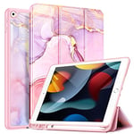 ZtotopCases Case for ipad 9th/8th/7th Generation with Pencil Holder, Marble Pattern Tri-fold Cover with Auto Wake/Sleep for iPad 10.2 Inch 2021/2020/2019,Pink