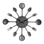 Premier Housewares Horloge Murale de Cuisine en métal sans Cadre Gris 83 x 33 x 12 cm