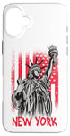 Coque pour iPhone 16 Plus New York Statue de la Liberté Drapeau USA Big Apple NYC