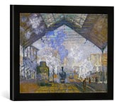 Kunst für Alle 'Encadré Image de Claude Monet La Gare Saint-Lazare, d'art dans Le Cadre de Haute qualité Photos Fait Main, 40 x 30 cm, Noir Mat