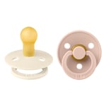 Bibs Set Of 2 Pacifiers Sooth Teat BPA Free Round Nipple Rubber Pink & Cream