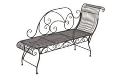 Chaise Longue de Jardin Fer Forgé Couleur Bronze - Banc avec Récamière - Banquette Style Romantique - Banc Fer Extérieur