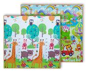 Milly Mally PLAY tapis en mousse pour jouer au sol pour les enfants double face 197 x 177 x 1 cm matériau XPE résistant à l'eau non toxique antiallergique antidérapante Giraffe T1