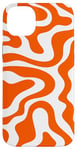 Coque pour iPhone 14 Plus Simple abstrait orange et blanc ondulé tourbillon