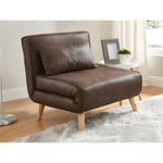 Vente-unique Fauteuil convertible POSIO en microfibre vieillie - Marron