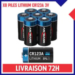 x8 Pile Batterie Lithium Ansmann CR123A 3V Caméra Lampe Torche Alarme