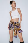 Ombre Animal Print Bow Detail Mini Skirt