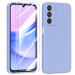 MIKULLE Silicone Coque pour Samsung Galaxy A15 4G / 5G avec 2 Verre trempé Protection écran, Couleur Pastel Ultra-Mince Souple Housse pour Samsung Galaxy A15 4G / 5G (6.5") - Violet*02