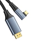 Kulmamallinen USB-C - HDMI kaapeli, 4K 60Hz, 2m, harmaa