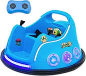 Auto Tamponneuse Electrique Télécommande Parental Voiture électrique Enfants 1 Place 12V avec Lumière Musique Bleu