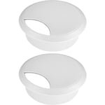 2x Passe câble bureau table fil diamètre 70mm encastrable Cordon Prise Ordinateur Ecran Accessoire Ameublement Pratique, blanc