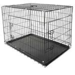 Tresko - Cage de Transport 107 x 71 x 77 cm pour Chien Pliable 2 Portes Transportable Caisse de Transport en métal