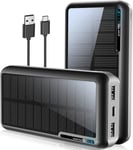 Power Bank 30000mAh: Solar Power Bank, Solar Charger Battery Pack with 3 Inputs