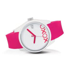 40NINE XOXO 43MM Quartz Polymère Silicone Blanc Fuchsia Montre Unisexe