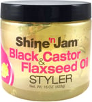 Ampro Shine ’n Jam Black Castor & Flaxseed Oil Hair Styler Smoothes 16oz 453g