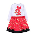 Mud Kingdom 4th Birthday Girl Dress I Am Four Gift Red Long Sleeve