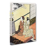 Big Box Art Chime of The Clock by Harunobu Suzuki Painting Canvas Wall Art Framed Picture Print, 30 x 20 Inch (76 x 50 cm), Beige, Brown, Orange, Brown, Cream