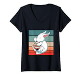 Womens Magic of Easter peaceful bunny cuddling Easter egg sweets V-Neck T-Shirt