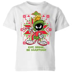 Looney Tunes Eat Drink Be Martian Kids' Christmas T-Shirt - White - 7-8 Years