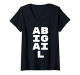 Womens ABIGAIL Personalized Retro Girls Custom ABIGAIL Name V-Neck T-Shirt