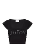 Juicy Couture Regal Square Neck Cropped Tee Svart