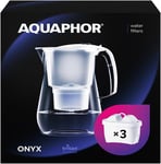 AQUAPHOR Water Filter Jug Onyx White Incl. 3 MAXFOR+ Filters I Table Top 4.2L Ca