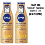 NIVEA Q10 Gradual Tan Firming Body Moisturiser for Fair To Medium Skin 2X200ml