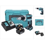 Dfs 452 rgj Visseuse à cloison sèche sans fil 18 v brushless + 2x Batteries 6,0 Ah + Chargeur + Makpac - Makita