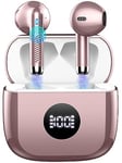 Wireless Earbuds, Bluetooth 5.3 Headphones in Ear with 4 ENC Noise Cancelling Mic, Bluetooth Earbuds 40H Playtime, HiFi Stereo Deep Bass Wireless Earphones IP7 Waterproof, USB-C Fast Charge, Pink Gold