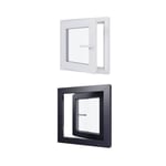 Fenetre PVC - LxH 600x600 mm - Triple vitrage - Blanc intérieur - Anthracite extérieur - Ferrage Gauche