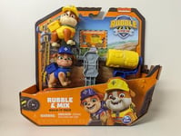 Rubble & Crew, Rubble and Mix Action Figures Set, with 85.05g of Kinetic Build-It Sand and 2 Handheld Building Toys, Kids’ Toys for ages 3 and up