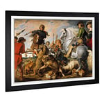 Big Box Art Framed Print of Peter Paul Rubens The Wolf and The Fox Design | Wall Art Picture | Home Decor for Kitchen, Living Room, Bedroom, Hallway, Black, A2 / 24.5x18 Inch / 62x45cm